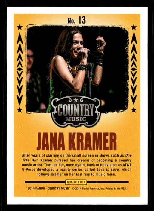 Jana Kramer 2014 Panini Country Music Back of Card