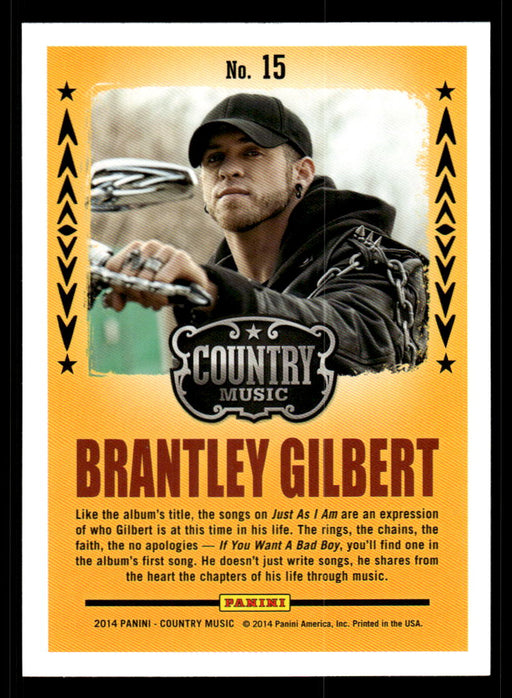 Brantley Gilbert 2014 Panini Country Music Back of Card