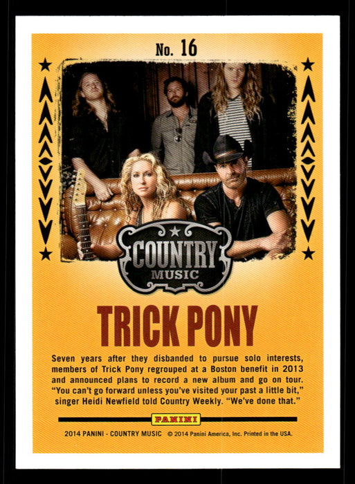 Trick Pony 2014 Panini Country Music Back of Card