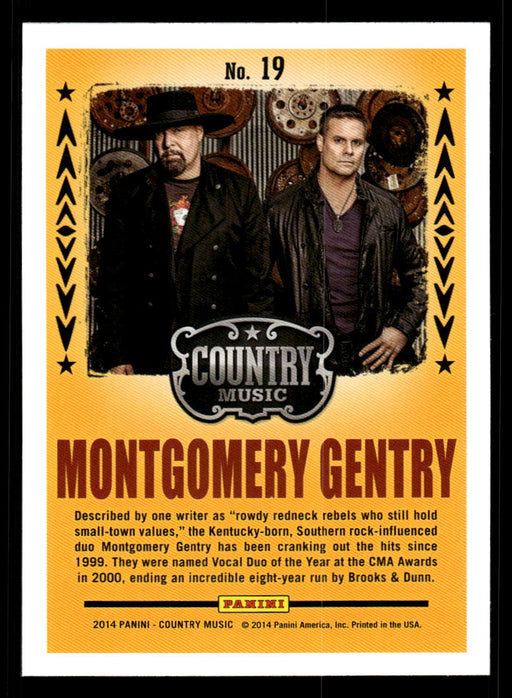 Montgomery Gentry 2014 Panini Country Music Back of Card