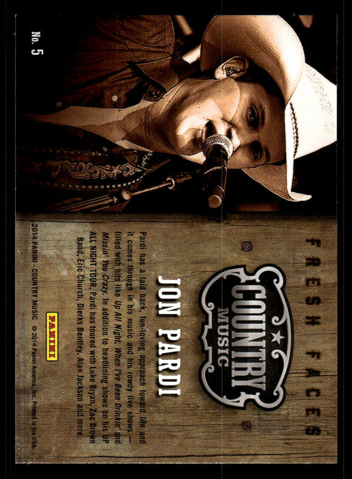 Jon Pardi 2014 Panini Country Music Back of Card