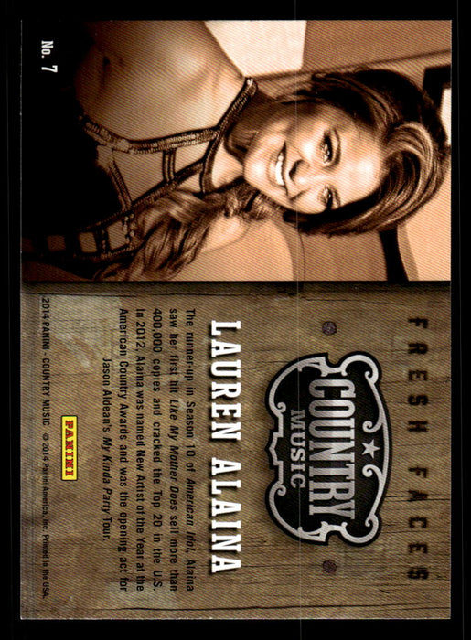 Lauren Alaina 2014 Panini Country Music Back of Card