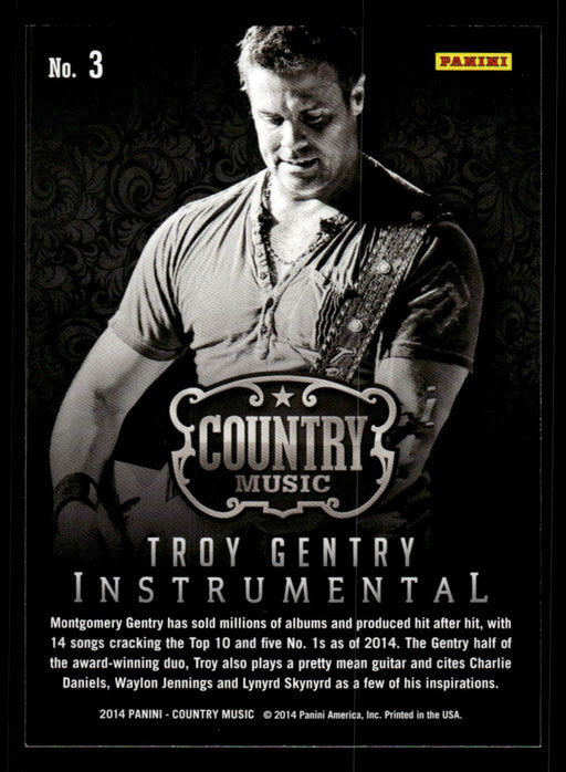 Troy Gentry 2014 Panini Country Music Back of Card