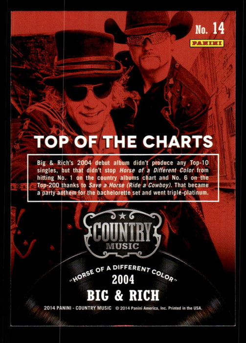 Big & Rich 2014 Panini Country Music Back of Card