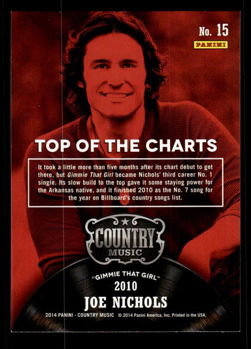 Joe Nichols 2014 Panini Country Music Back of Card