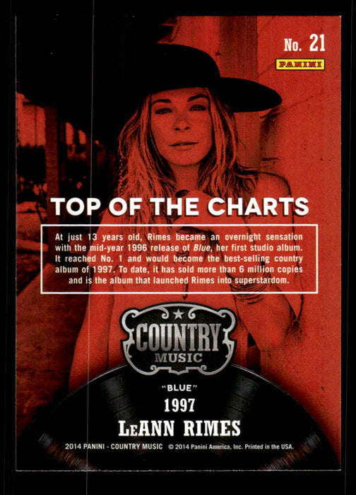 LeAnn Rimes 2014 Panini Country Music Back of Card