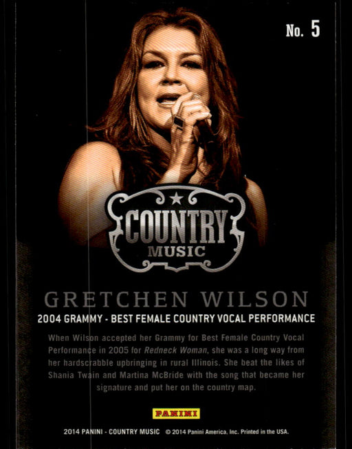 Gretchen Wilson 2014 Panini Country Music Back of Card