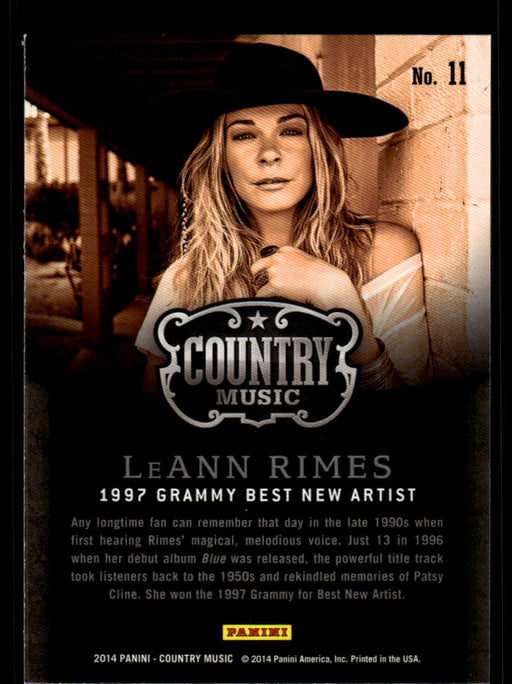 LeAnn Rimes 2014 Panini Country Music Back of Card