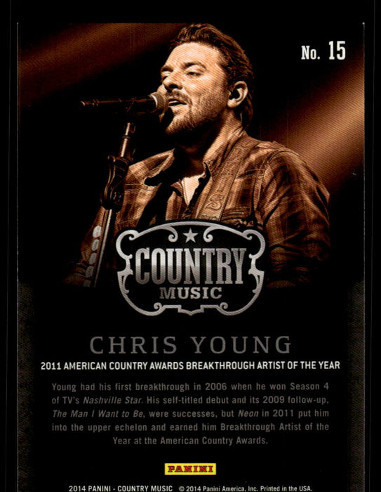 Chris Young 2014 Panini Country Music Back of Card