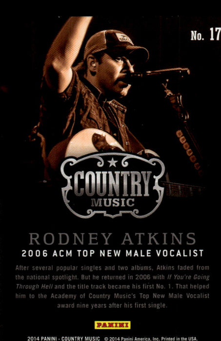 Rodney Atkins 2014 Panini Country Music Back of Card