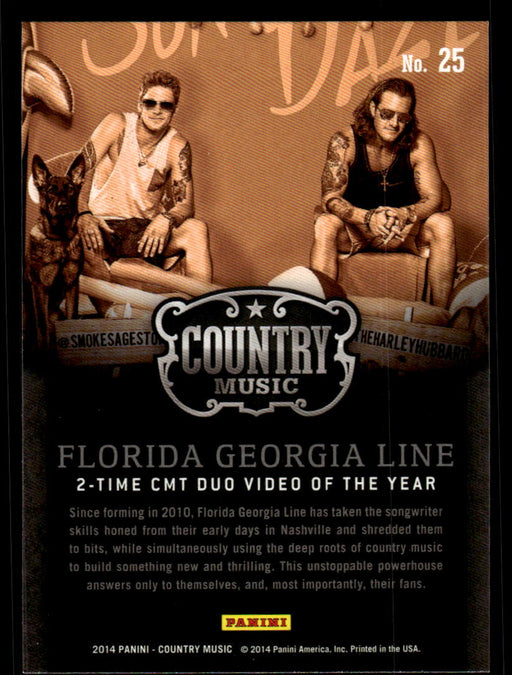 Florida Georgia Line 2014 Panini Country Music Back of Card