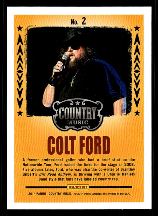 Colt Ford 2014 Panini Country Music Back of Card