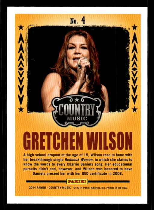 Gretchen Wilson 2014 Panini Country Music Back of Card