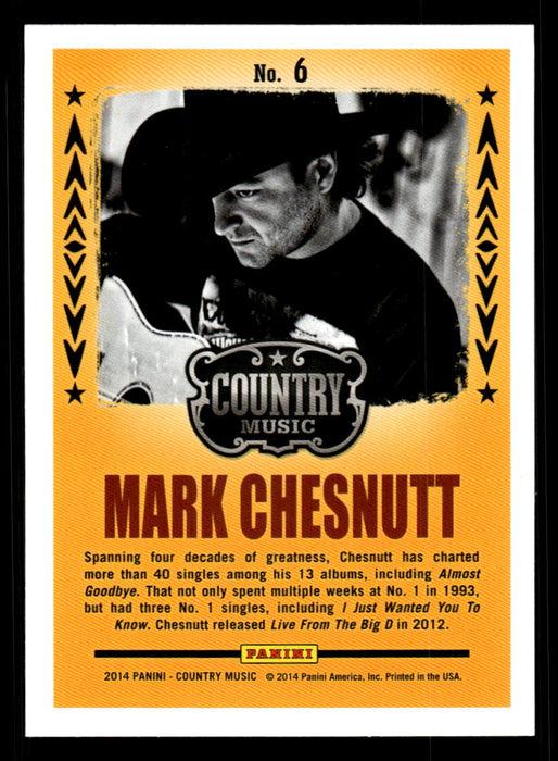 Mark Chesnutt 2014 Panini Country Music Back of Card