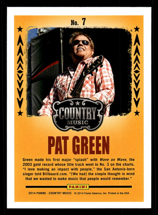 Pat Green 2014 Panini Country Music Back of Card