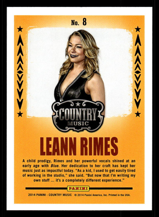 LeAnn Rimes 2014 Panini Country Music Back of Card