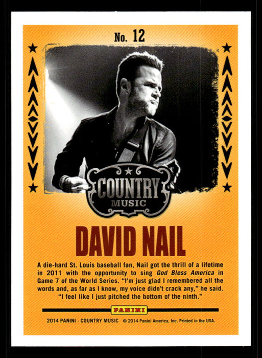 David Nail 2014 Panini Country Music Back of Card