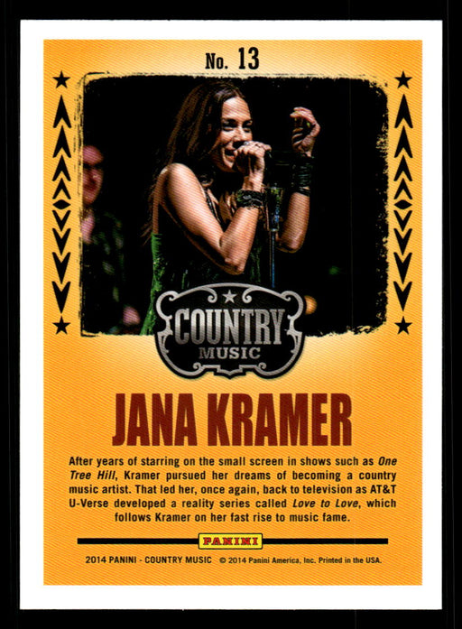 Jana Kramer 2014 Panini Country Music Back of Card