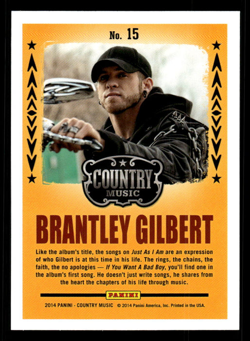 Brantley Gilbert 2014 Panini Country Music Back of Card