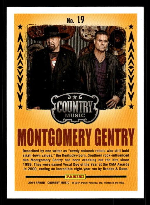 Montgomery Gentry 2014 Panini Country Music Back of Card