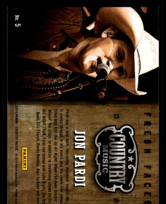 Jon Pardi 2014 Panini Country Music Back of Card