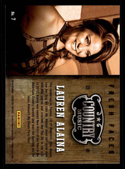 Lauren Alaina 2014 Panini Country Music Back of Card