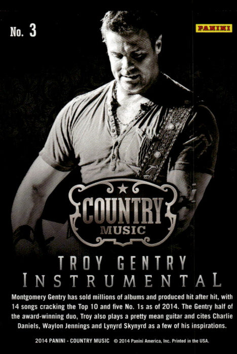 Troy Gentry 2014 Panini Country Music Back of Card