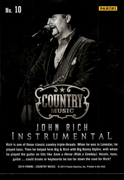 John Rich 2014 Panini Country Music Back of Card