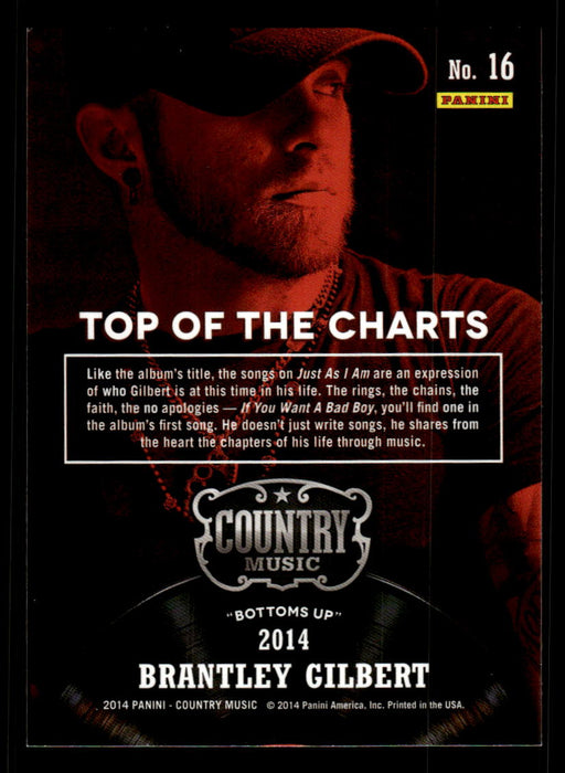 Brantley Gilbert 2014 Panini Country Music Back of Card