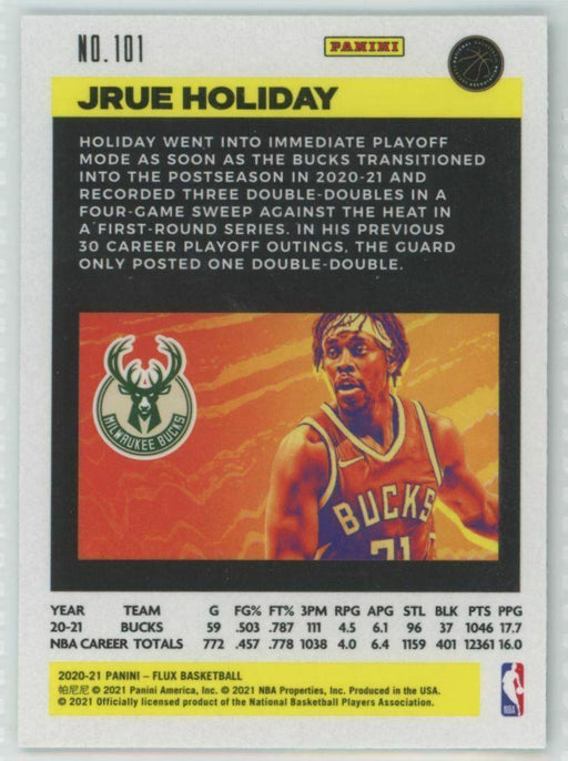 2020-21 Panini Flux #101 Jrue Holiday Milwaukee Bucks - Collectible Craze America