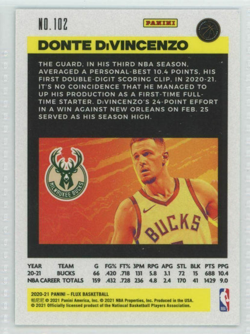 2020-21 Panini Flux #102 Donte DiVincenzo Milwaukee Bucks - Collectible Craze America