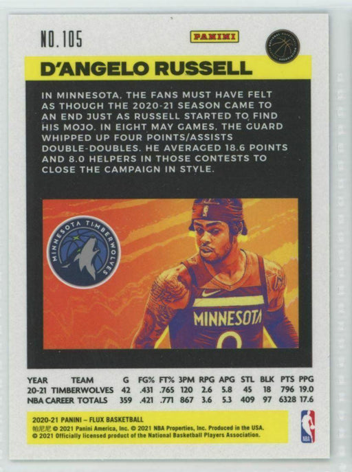 2020-21 Panini Flux #105 D'Angelo Russell Minnesota Timberwolves - Collectible Craze America