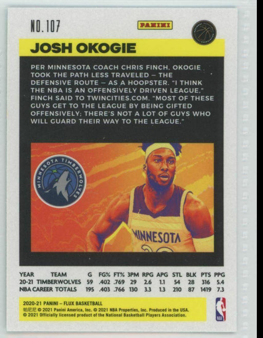 2020-21 Panini Flux #107 Josh Okogie Minnesota Timberwolves - Collectible Craze America