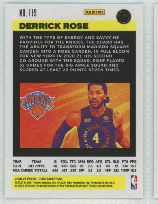 2020-21 Panini Flux #119 Derrick Rose New York Knicks - Collectible Craze America