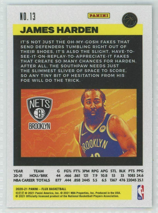 2020-21 Panini Flux #13 James Harden Brooklyn Nets - Collectible Craze America