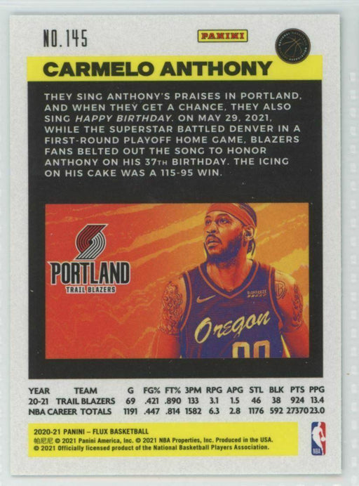 2020-21 Panini Flux #145 Carmelo Anthony Portland Trail Blazers - Collectible Craze America