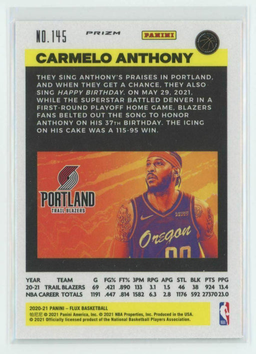 2020-21 Panini Flux #145 Carmelo Anthony Portland Trail Blazers Silver Mojo - Collectible Craze America