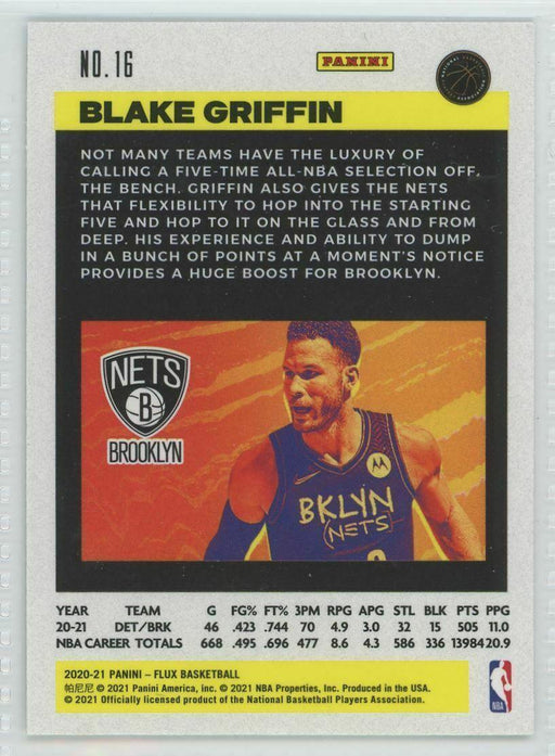 2020-21 Panini Flux #16 Blake Griffin Brooklyn Nets - Collectible Craze America