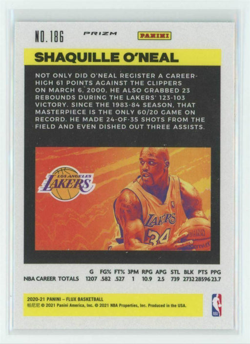 2020-21 Panini Flux #186 Shaquille O'Neal Los Angeles Lakers Silver Mojo Prizm - Collectible Craze America