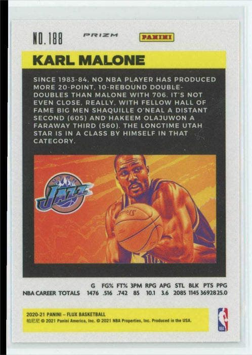 2020-21 Panini Flux #188 Karl Malone Utah Jazz Silver Prizm - Collectible Craze America