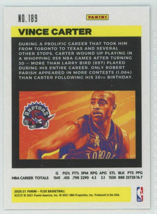 2020-21 Panini Flux #189 Vince Carter Toronto Raptors - Collectible Craze America