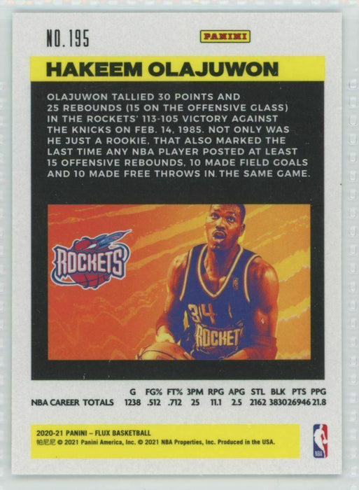 2020-21 Panini Flux #195 Hakeem Olajuwon Houston Rockets - Collectible Craze America