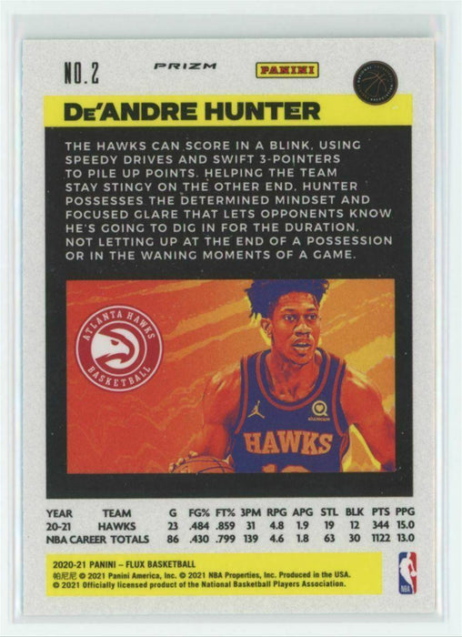 2020-21 Panini Flux #2 De'Andre Hunter Atlanta Hawks Laser Prizm - Collectible Craze America