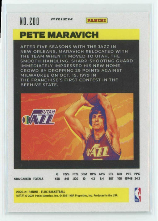 2020-21 Panini Flux #200 Pete Maravich Utah Jazz Silver Mojo Prizm - Collectible Craze America