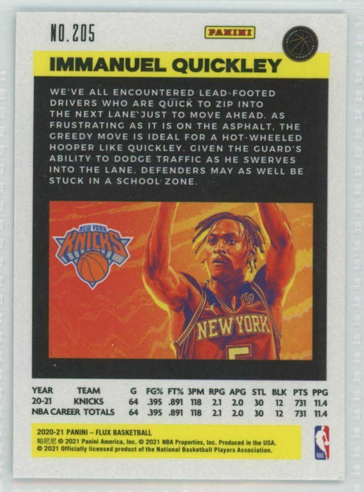 2020-21 Panini Flux #205 Immanuel Quickley RC New York Knicks - Collectible Craze America