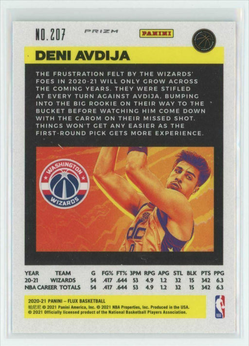 2020-21 Panini Flux #207 Deni Avdija RC Washington Wizards Laser Prizm - Collectible Craze America