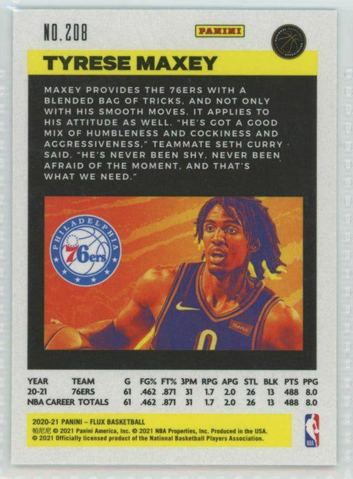 2020-21 Panini Flux #208 Tyrese Maxey RC Philadelphia 76ers - Collectible Craze America