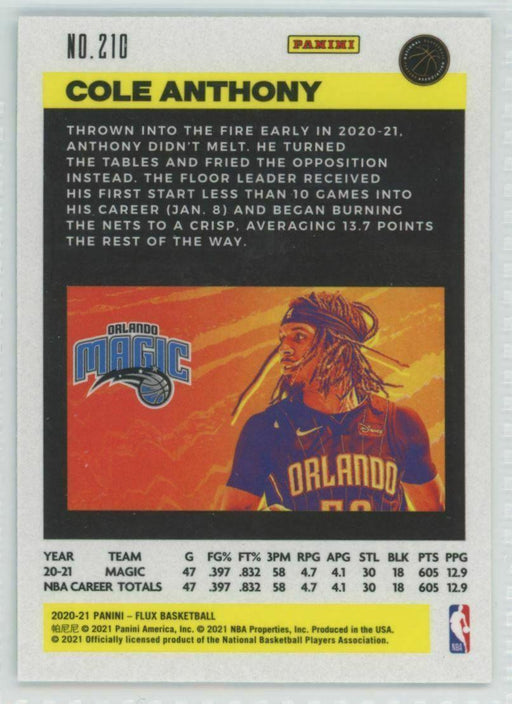 2020-21 Panini Flux #210 Cole Anthony RC Orlando Magic - Collectible Craze America