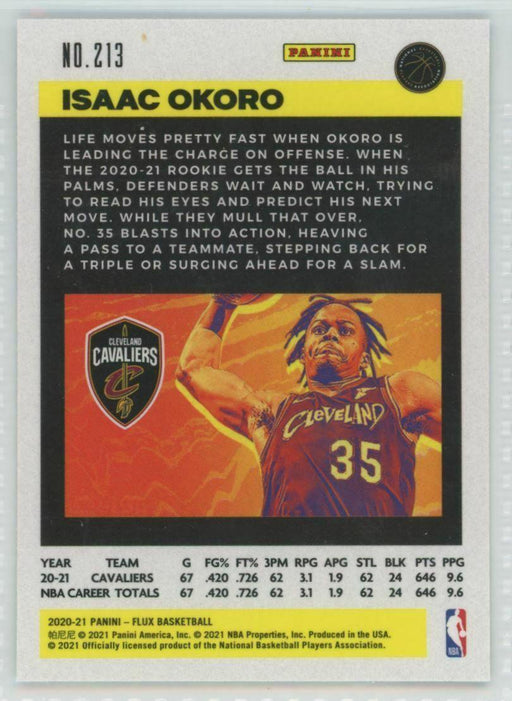 2020-21 Panini Flux #213 Isaac Okoro RC Cleveland Cavaliers - Collectible Craze America