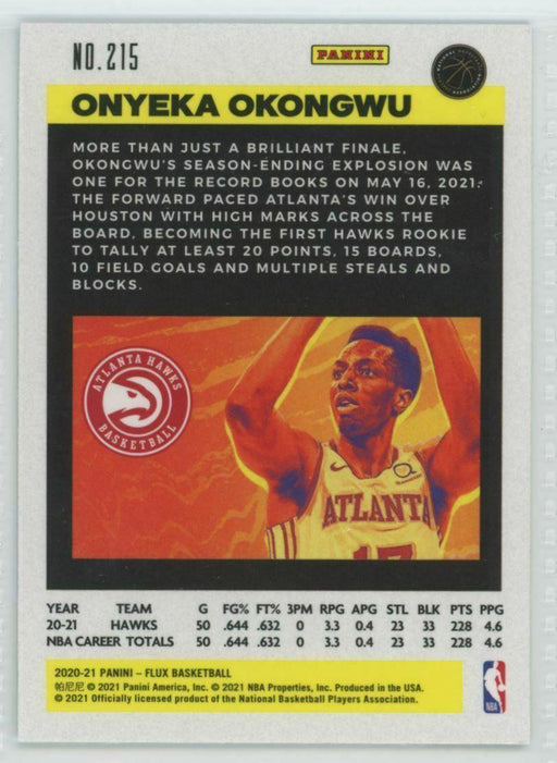 2020-21 Panini Flux #215 Onyeka Okongwu RC Atlanta Hawks - Collectible Craze America